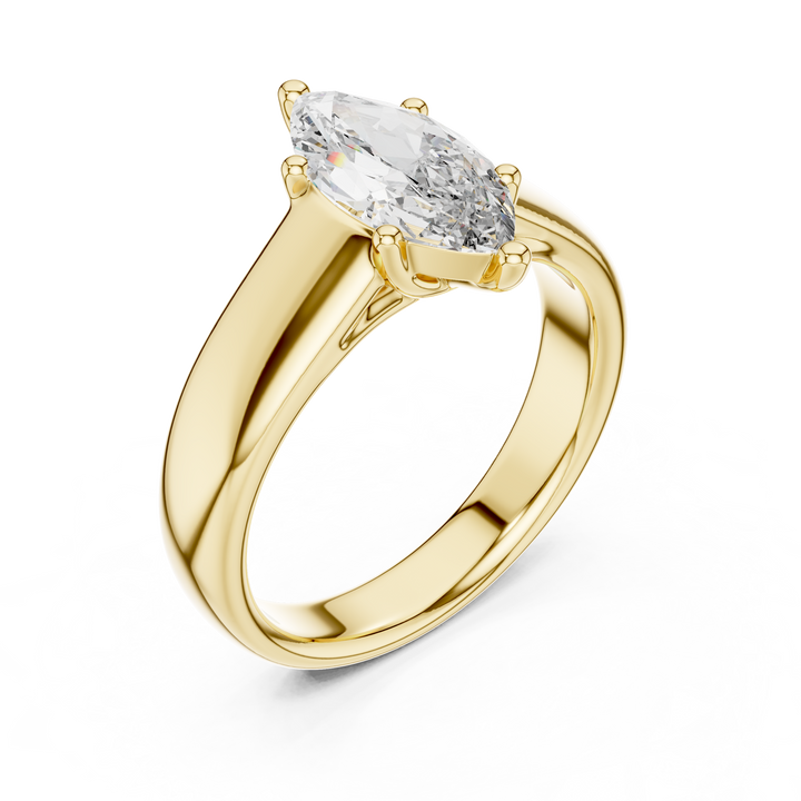 Contemporary Marquise Solitaire Diamond Engagement Ring