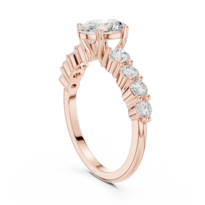Oval Diamond Ring with Graduated Side Stones