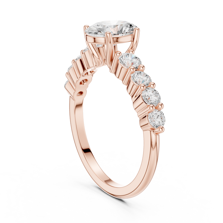Oval Diamond Ring with Graduated Side Stones
