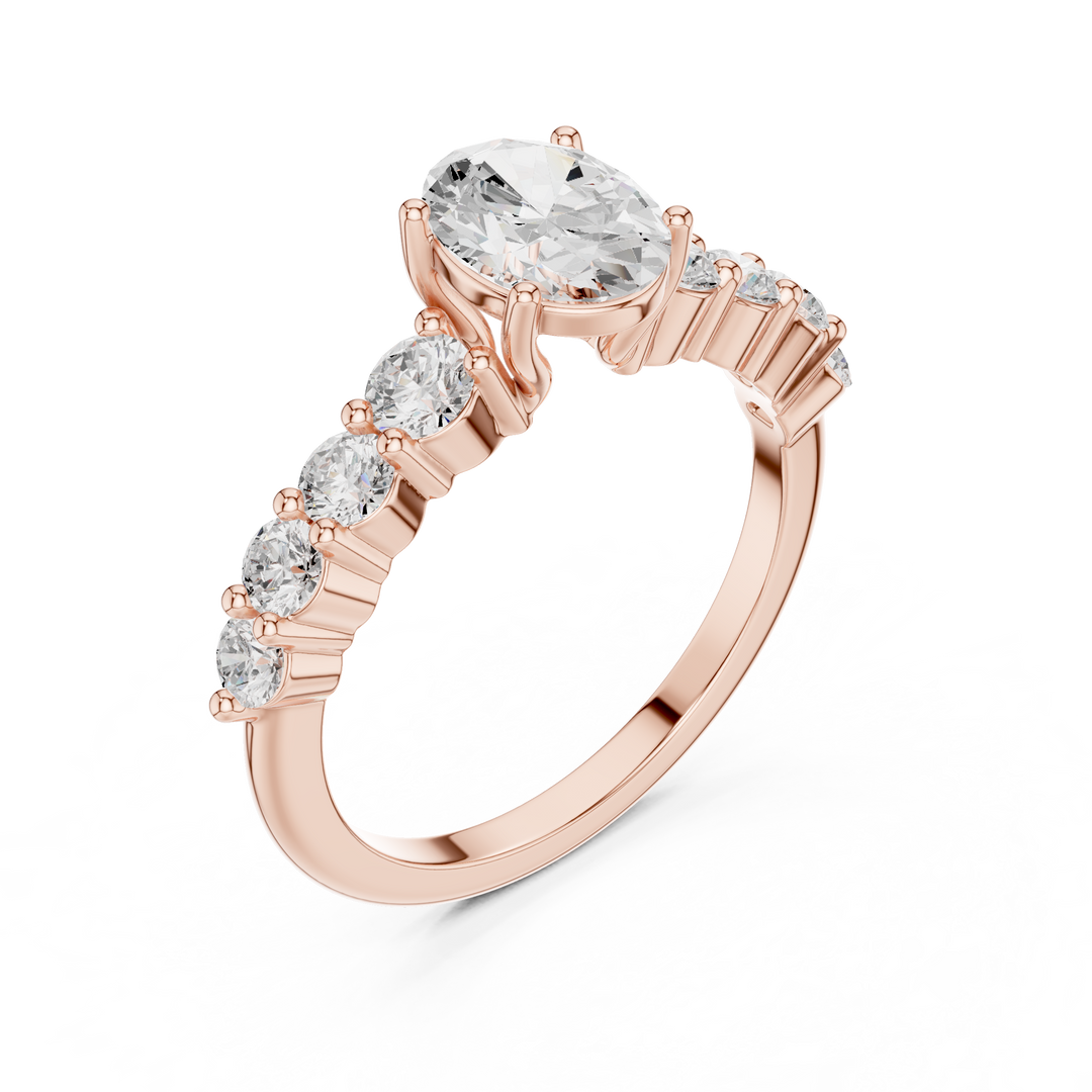 Oval Diamond Ring with Graduated Side Stones