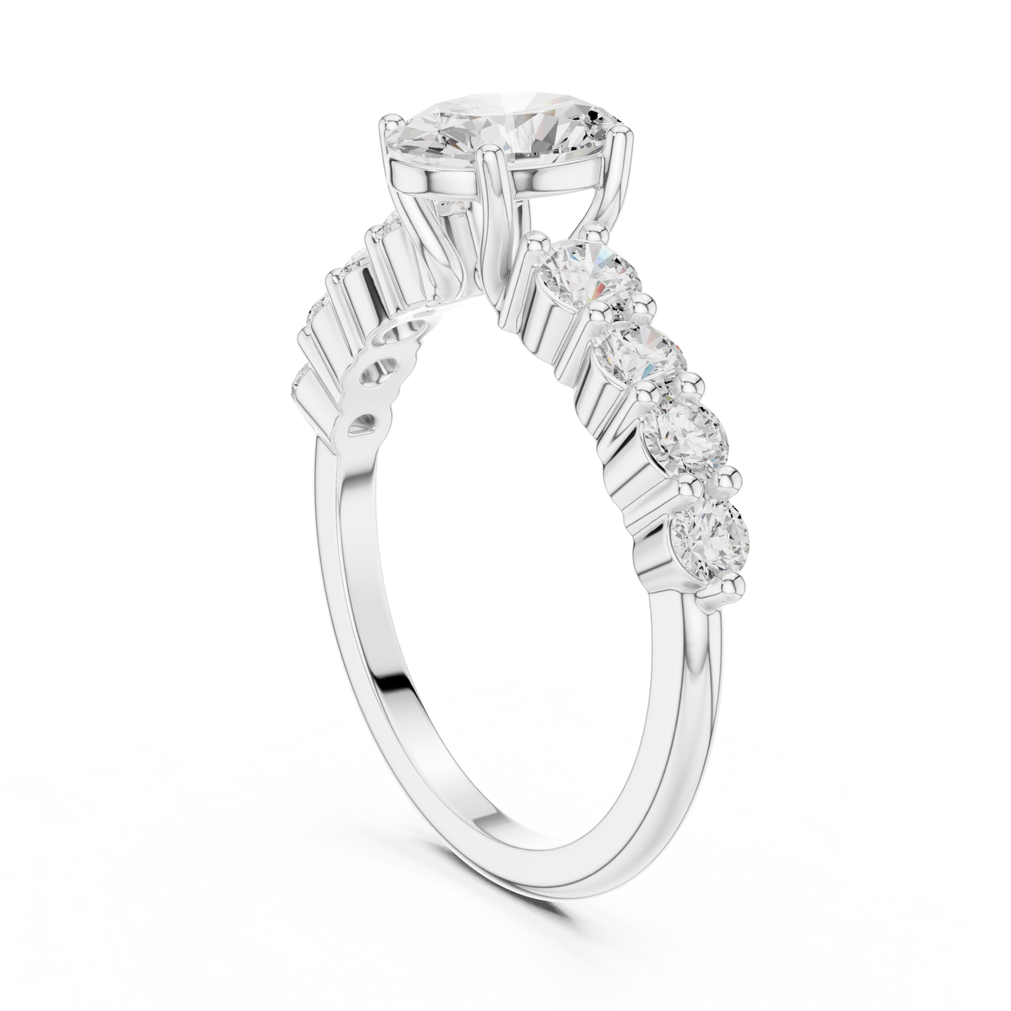 Oval Diamond Ring with Graduated Side Stones