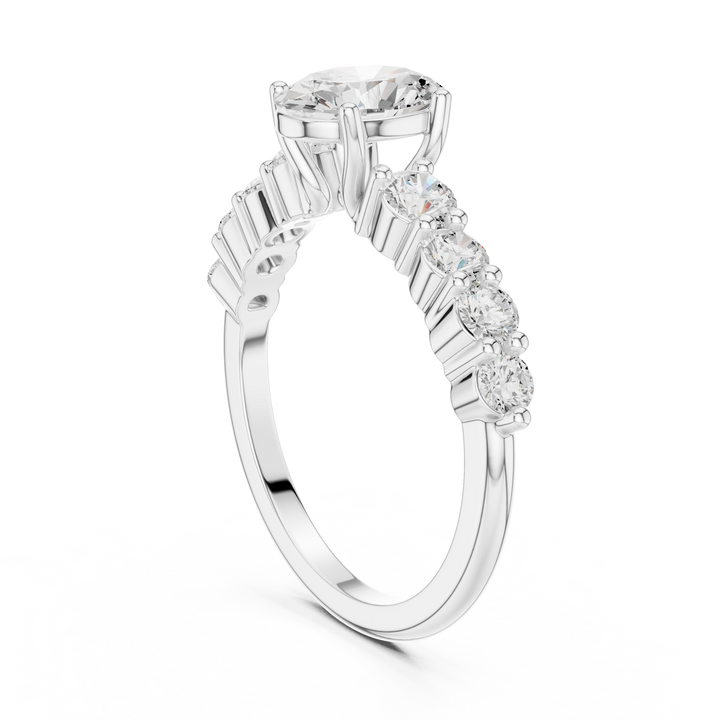 Oval Diamond Ring with Graduated Side Stones