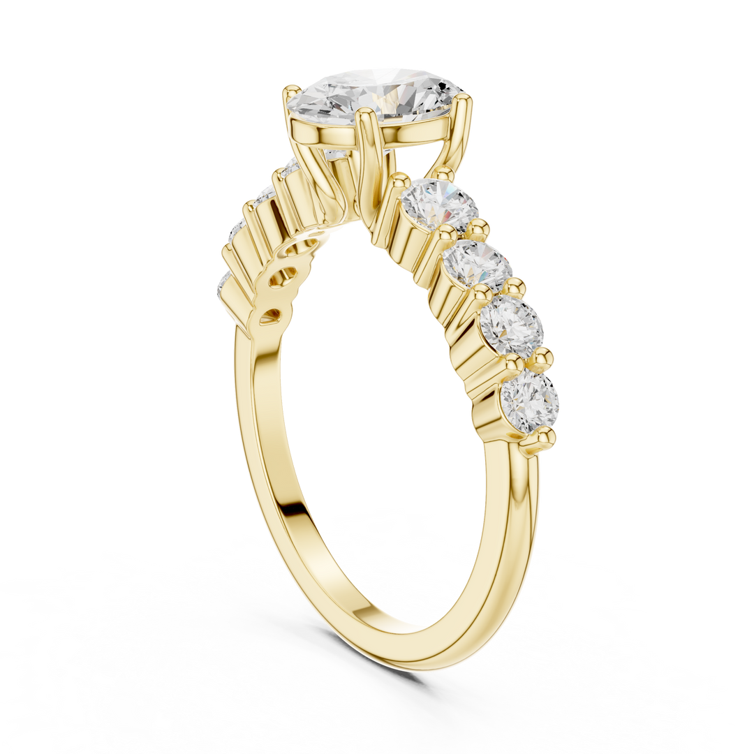 Oval Diamond Ring with Graduated Side Stones