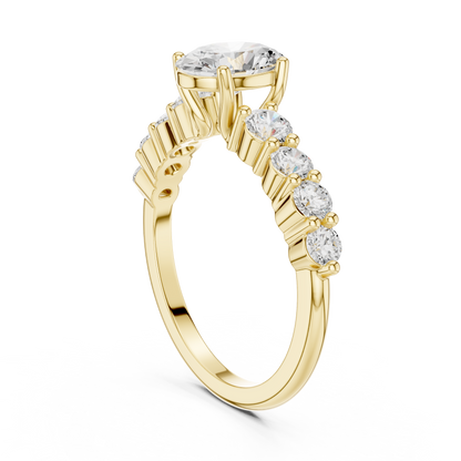 Oval Diamond Ring with Graduated Side Stones