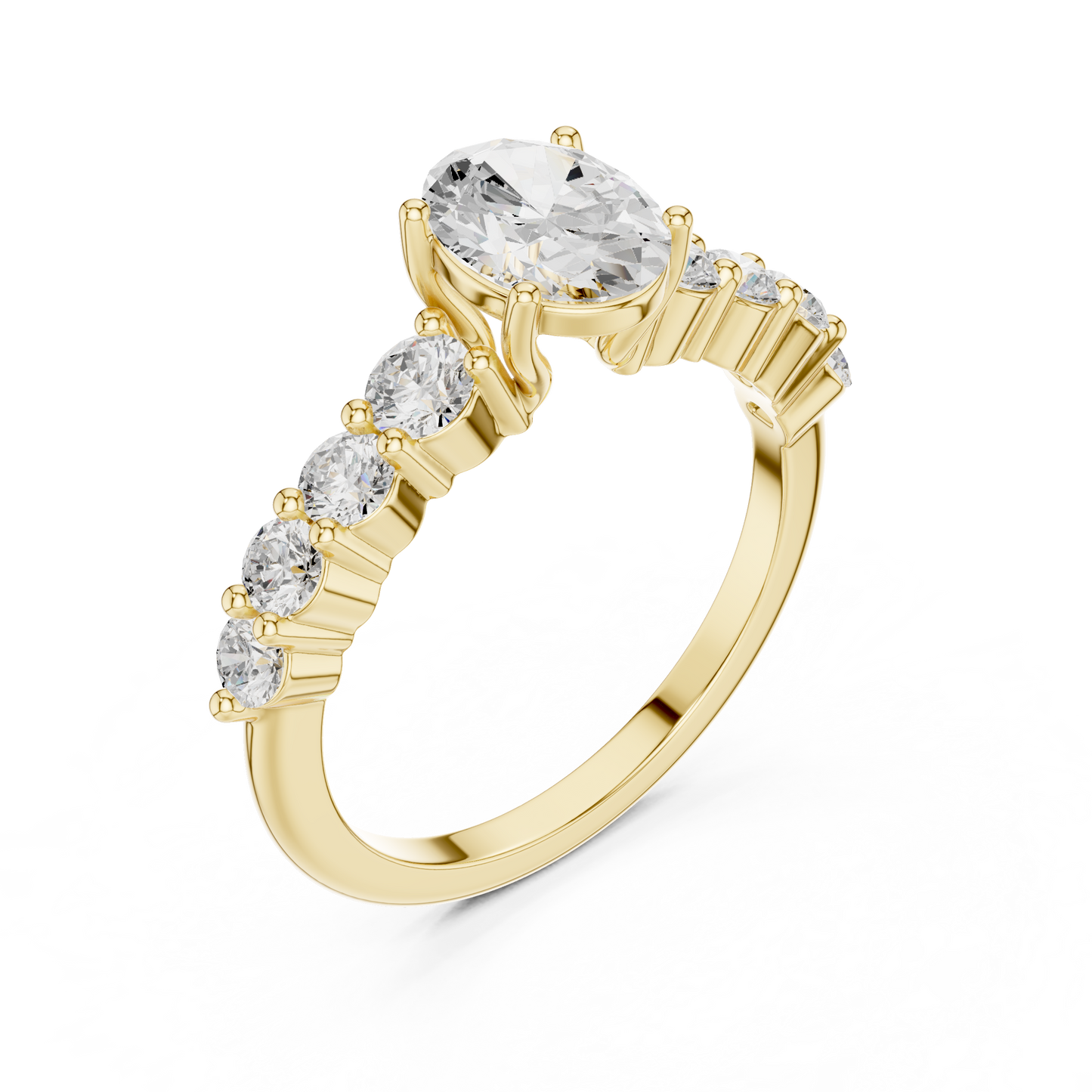 Oval Diamond Ring with Graduated Side Stones