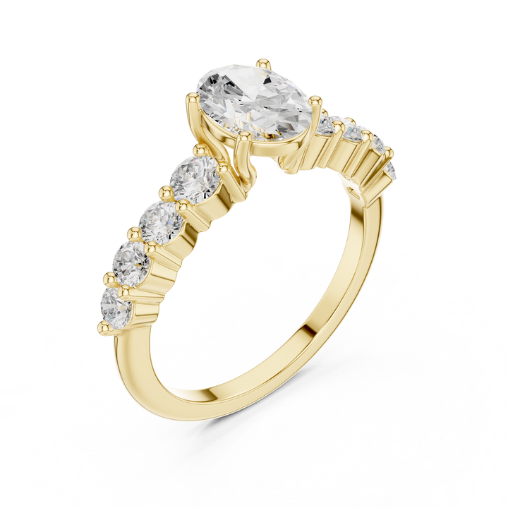 Oval Diamond Ring with Graduated Side Stones