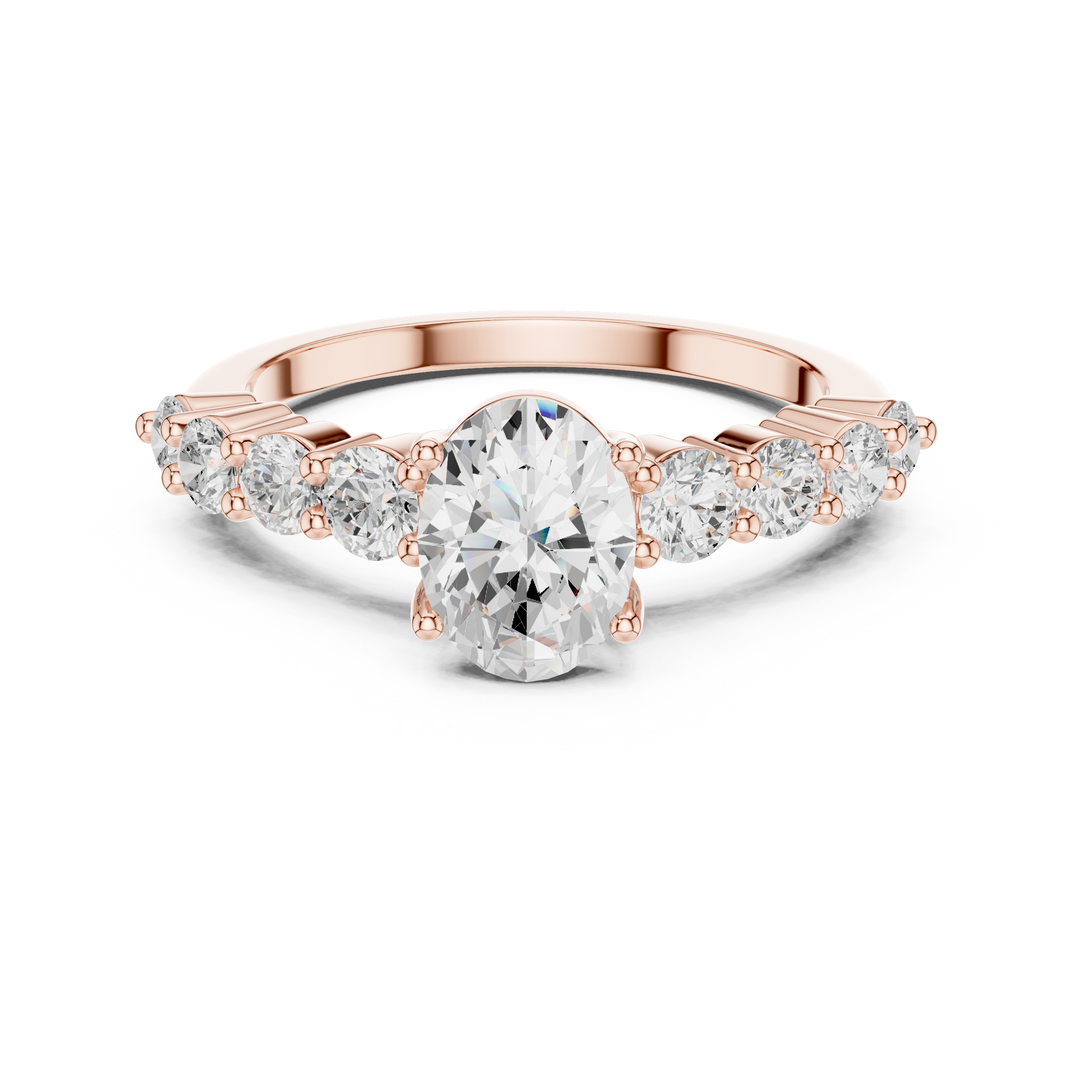 Oval Diamond Ring with Graduated Side Stones