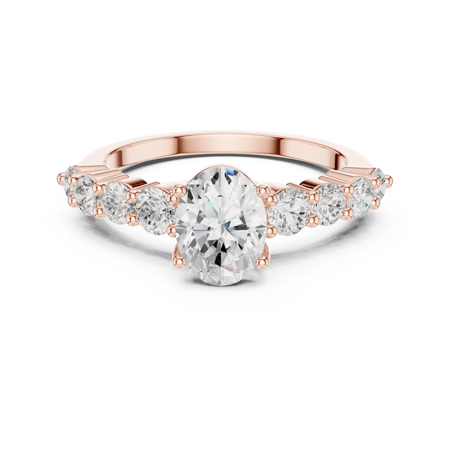 Oval Diamond Ring with Graduated Side Stones
