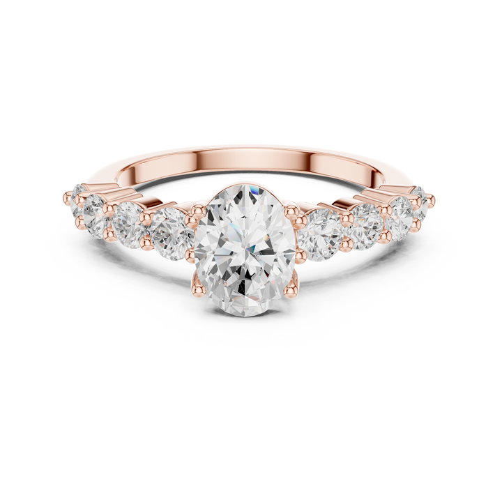 Oval Diamond Ring with Graduated Side Stones