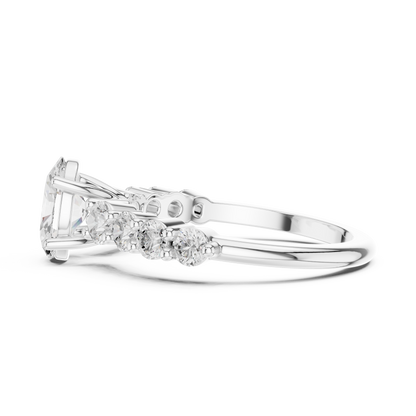 Oval Diamond Ring with Graduated Side Stones