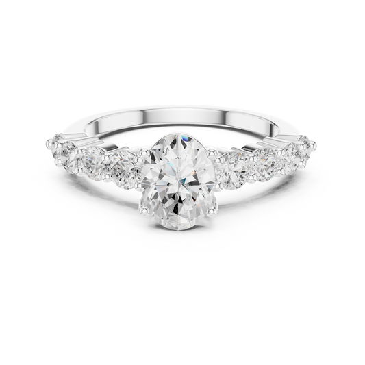 Oval Diamond Ring with Graduated Side Stones