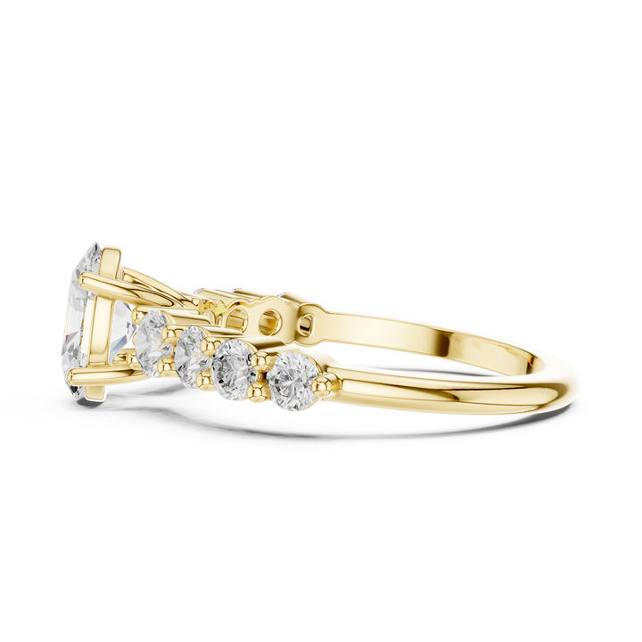 Oval Diamond Ring with Graduated Side Stones