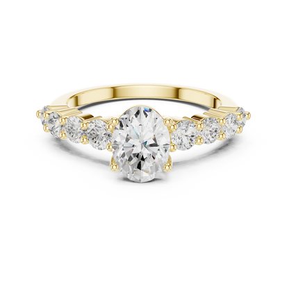 Oval Diamond Ring with Graduated Side Stones