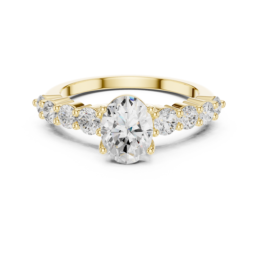 Oval Diamond Ring with Graduated Side Stones