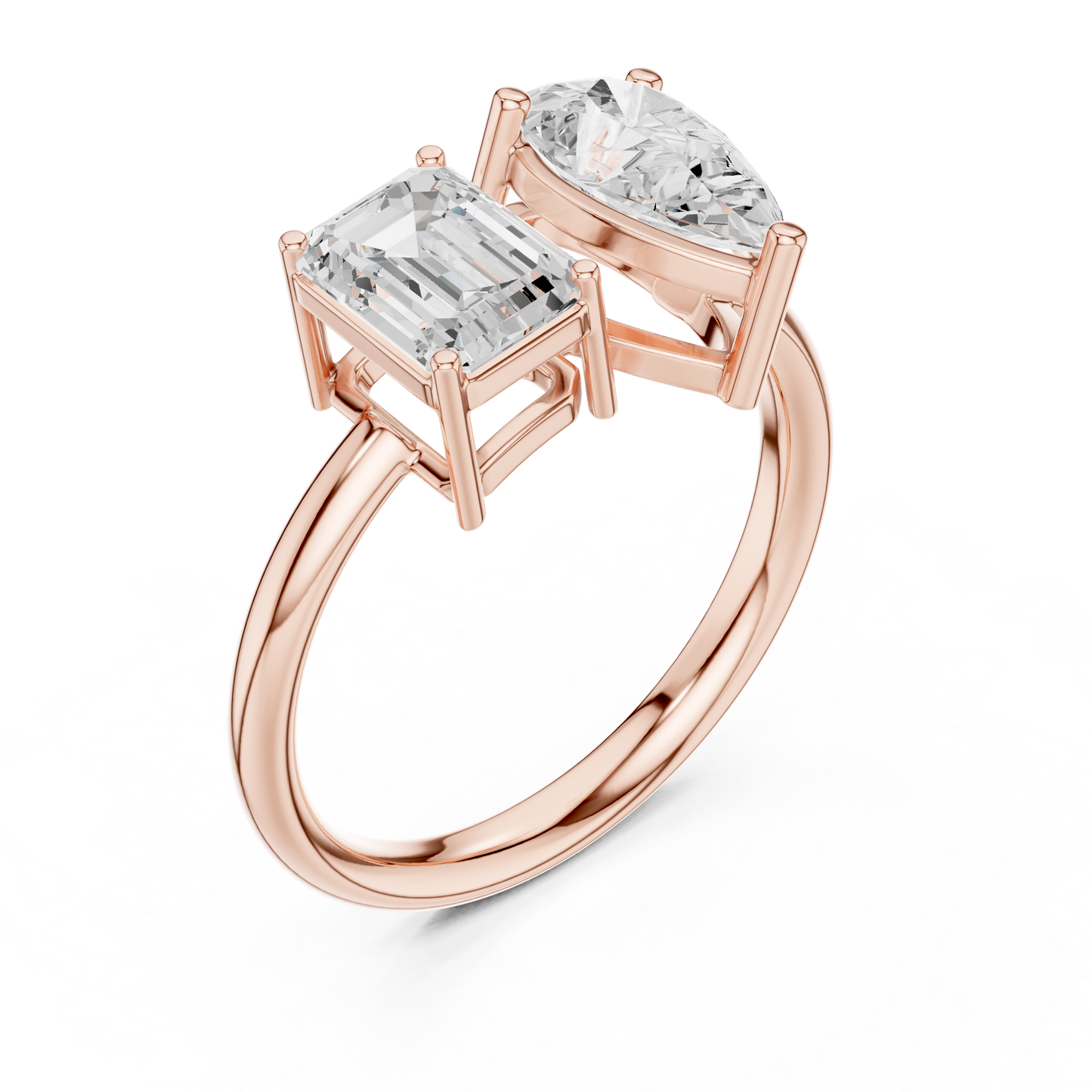 Emerald-Cut and Pear-Shaped Diamond Ring