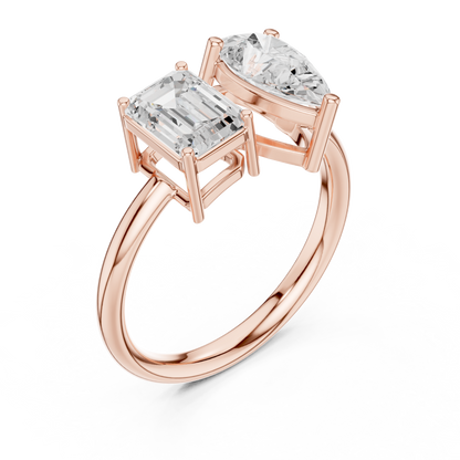 Emerald-Cut and Pear-Shaped Diamond Ring