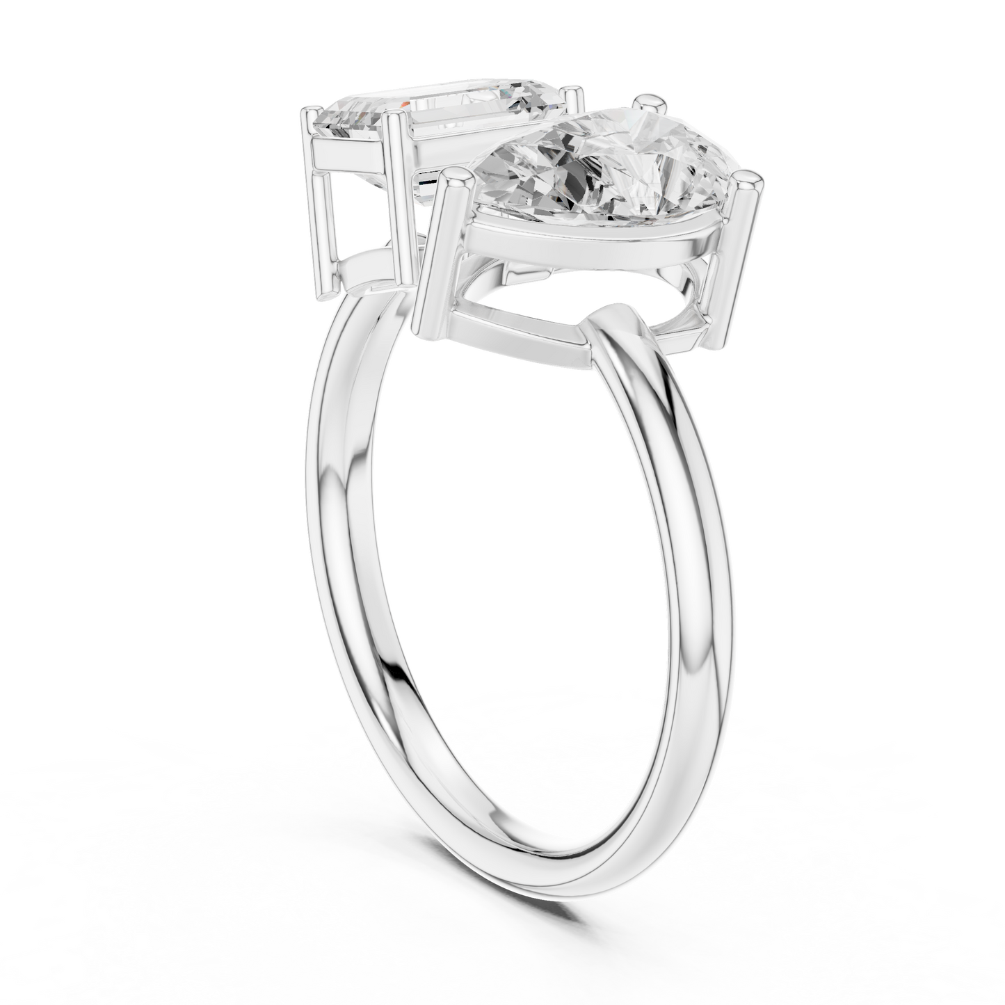 Emerald-Cut and Pear-Shaped Diamond Ring
