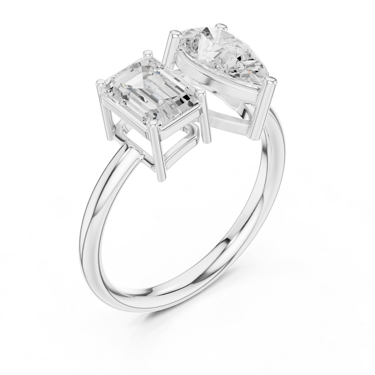 Emerald-Cut and Pear-Shaped Diamond Ring