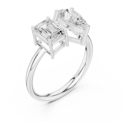 Emerald-Cut and Pear-Shaped Diamond Ring