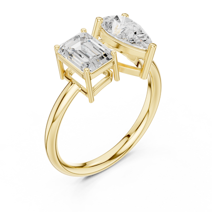 Emerald-Cut and Pear-Shaped Diamond Ring