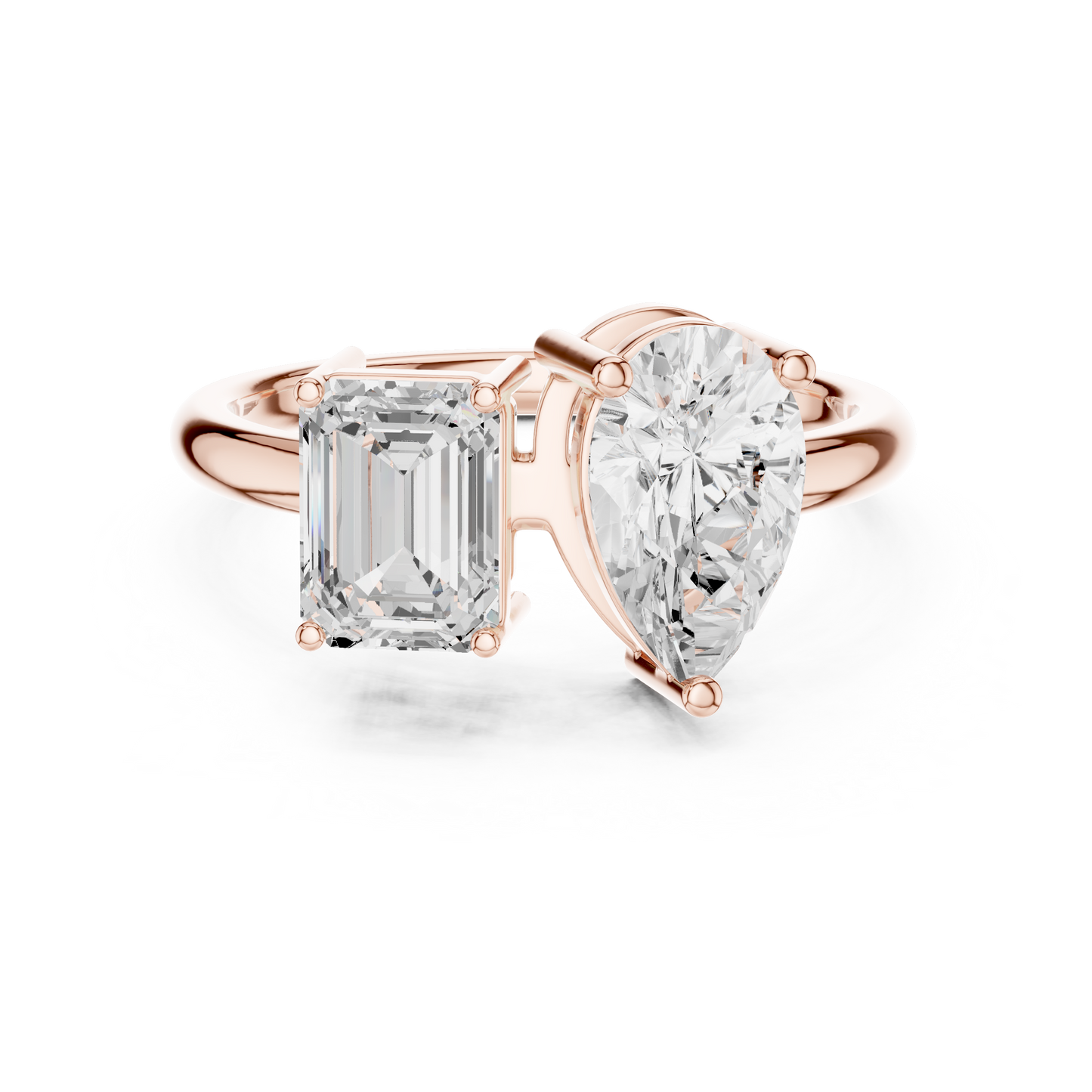 Emerald-Cut and Pear-Shaped Diamond Ring