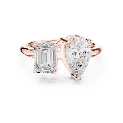 Emerald-Cut and Pear-Shaped Diamond Ring