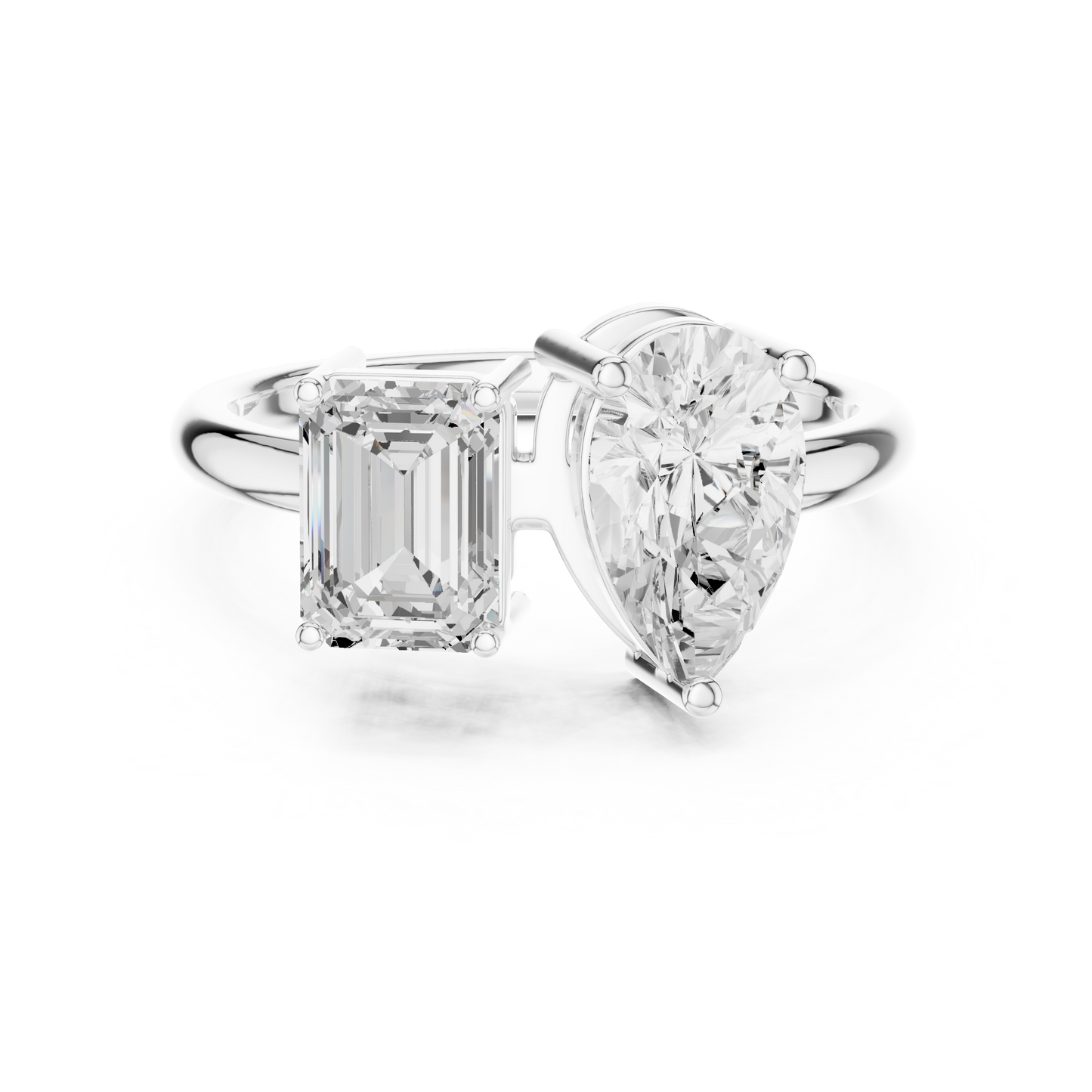 Emerald-Cut and Pear-Shaped Diamond Ring