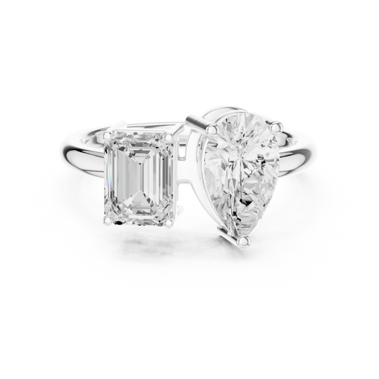 Emerald-Cut and Pear-Shaped Diamond Ring