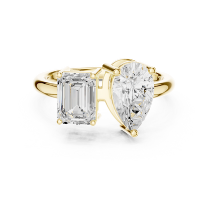 Emerald-Cut and Pear-Shaped Diamond Ring