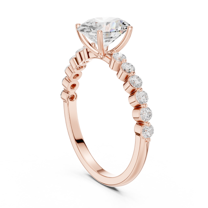 Tapered Oval Solitaire Diamond Ring