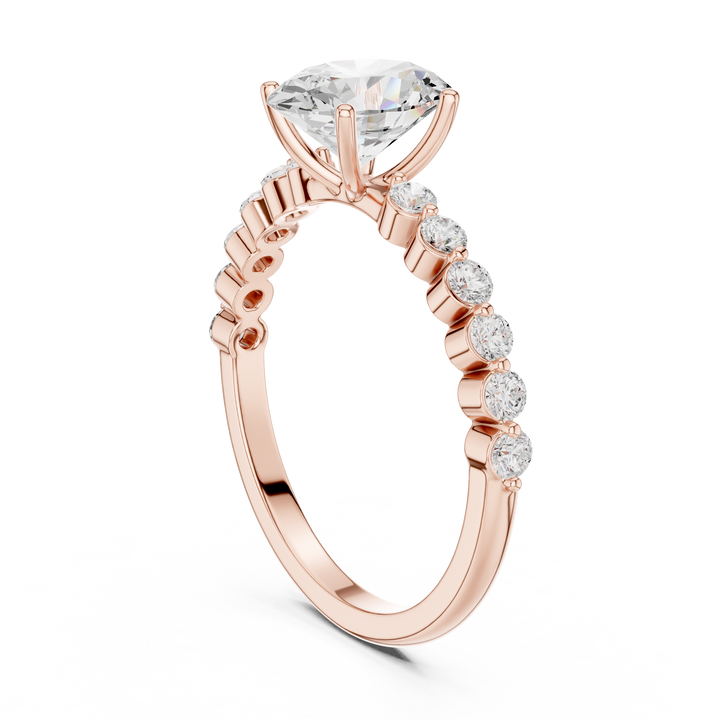Tapered Oval Solitaire Diamond Ring