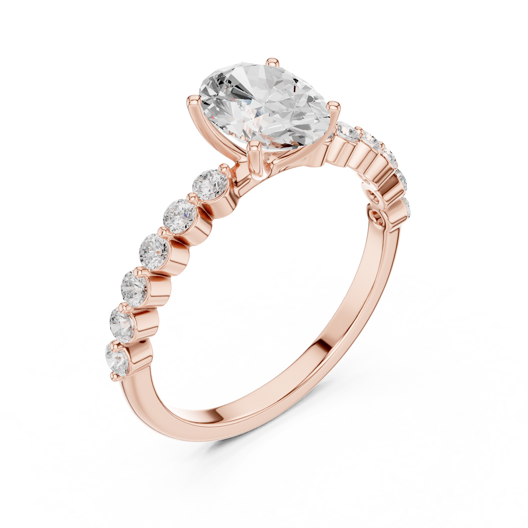 Tapered Oval Solitaire Diamond Ring