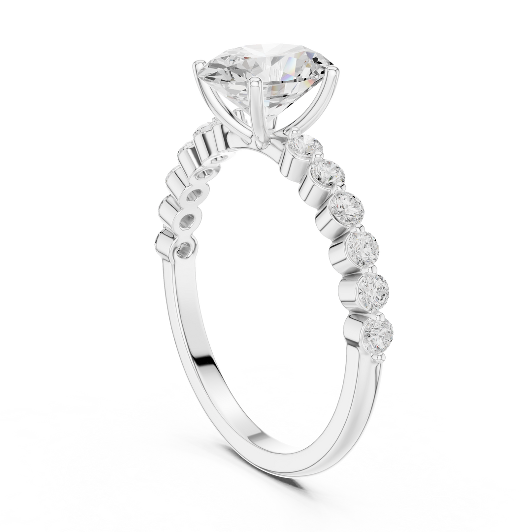 Tapered Oval Solitaire Diamond Ring