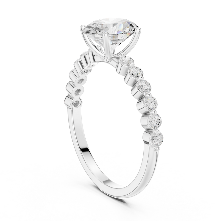 Tapered Oval Solitaire Diamond Ring