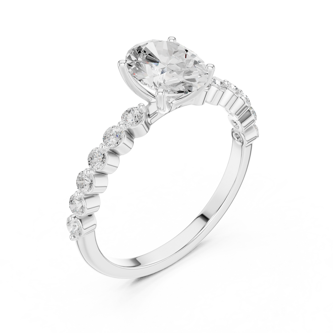 Tapered Oval Solitaire Diamond Ring
