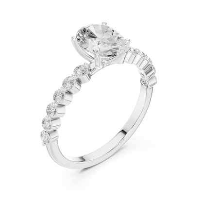 Tapered Oval Solitaire Diamond Ring
