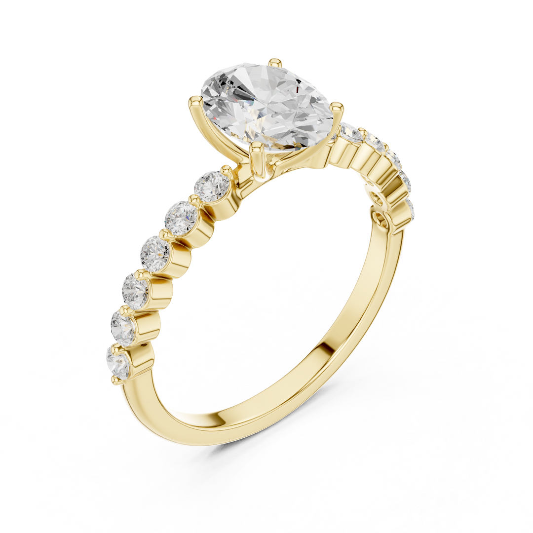 Tapered Oval Solitaire Diamond Ring