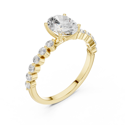 Tapered Oval Solitaire Diamond Ring