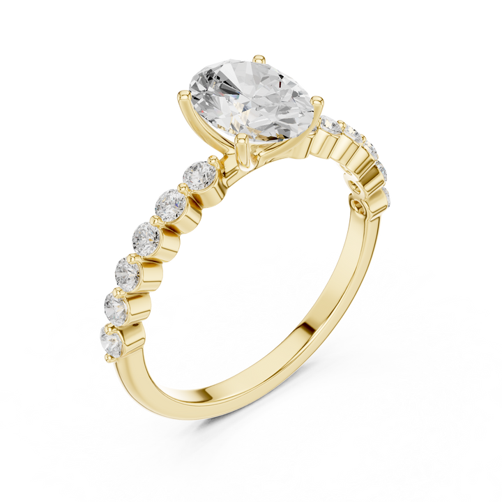 Tapered Oval Solitaire Diamond Ring