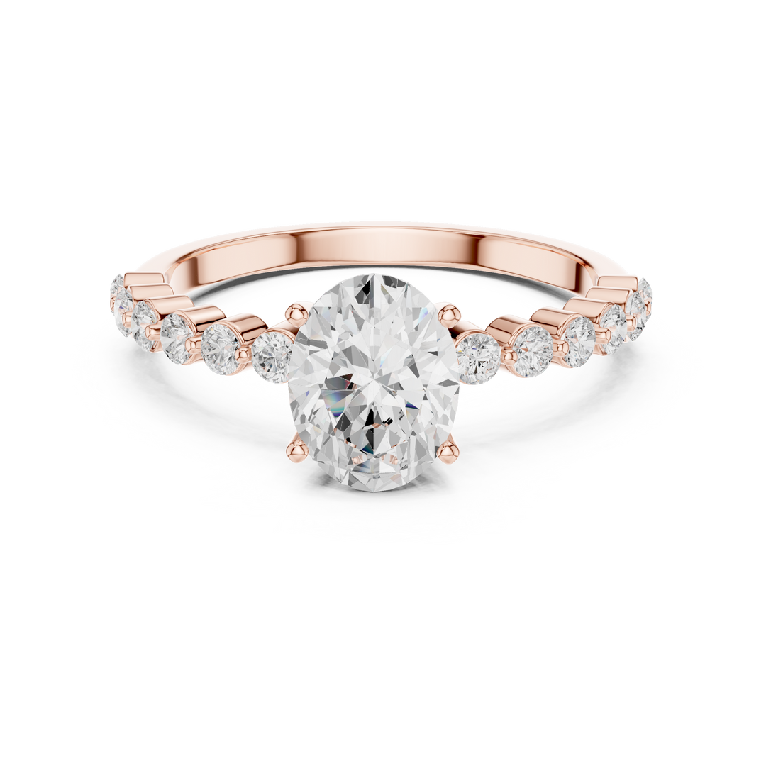 Tapered Oval Solitaire Diamond Ring