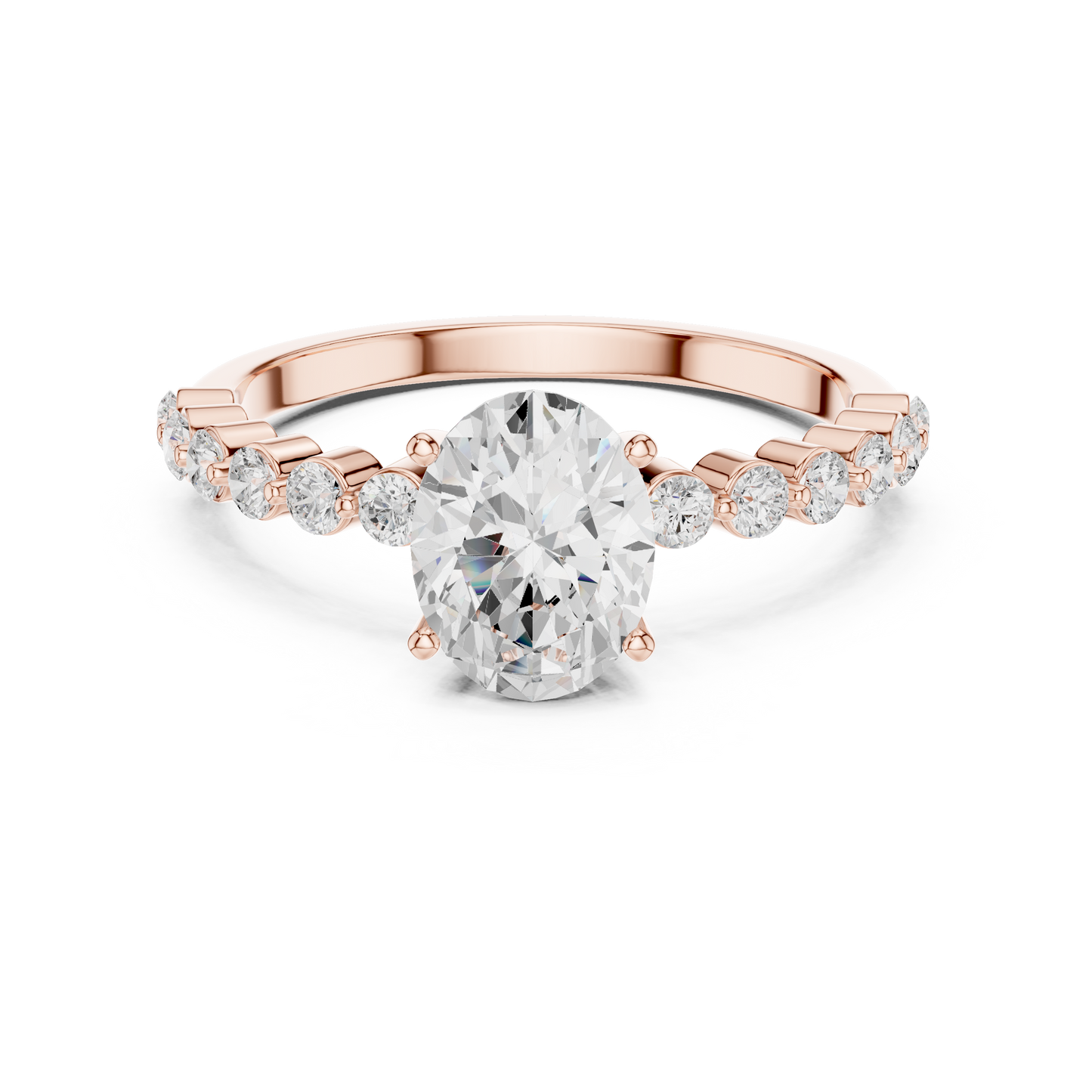 Tapered Oval Solitaire Diamond Ring