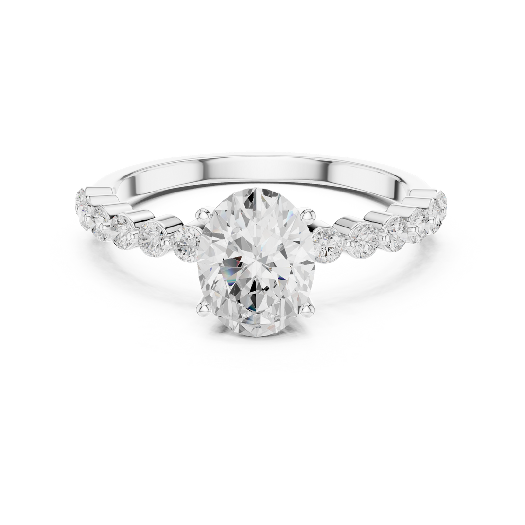 Tapered Oval Solitaire Diamond Ring