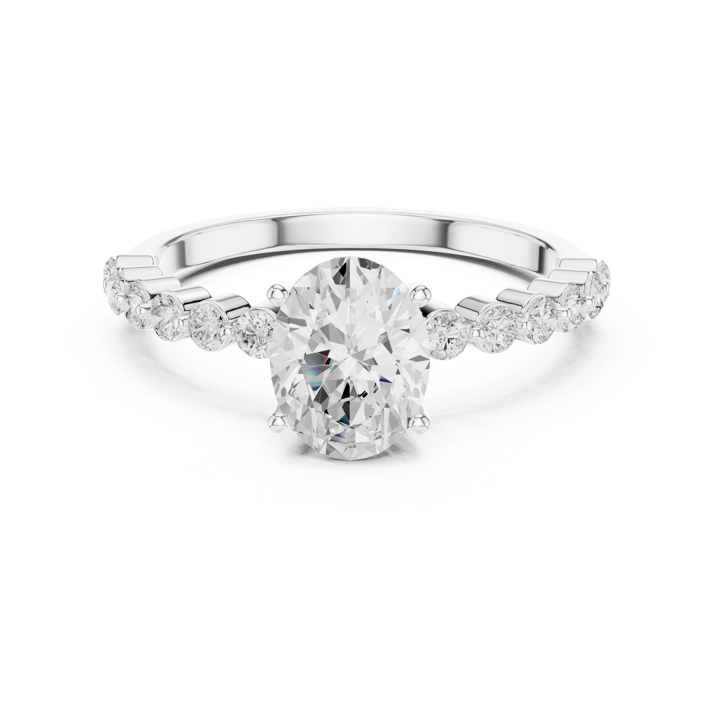Tapered Oval Solitaire Diamond Ring