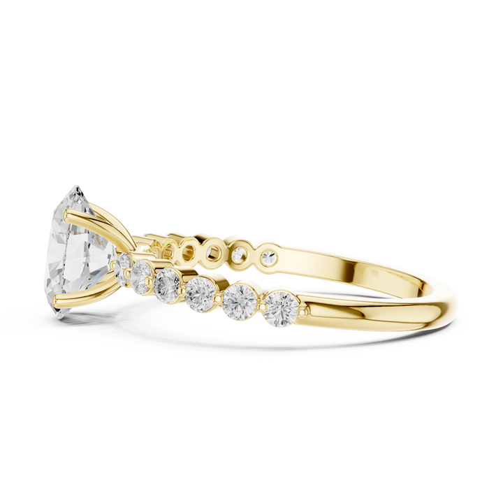 Tapered Oval Solitaire Diamond Ring