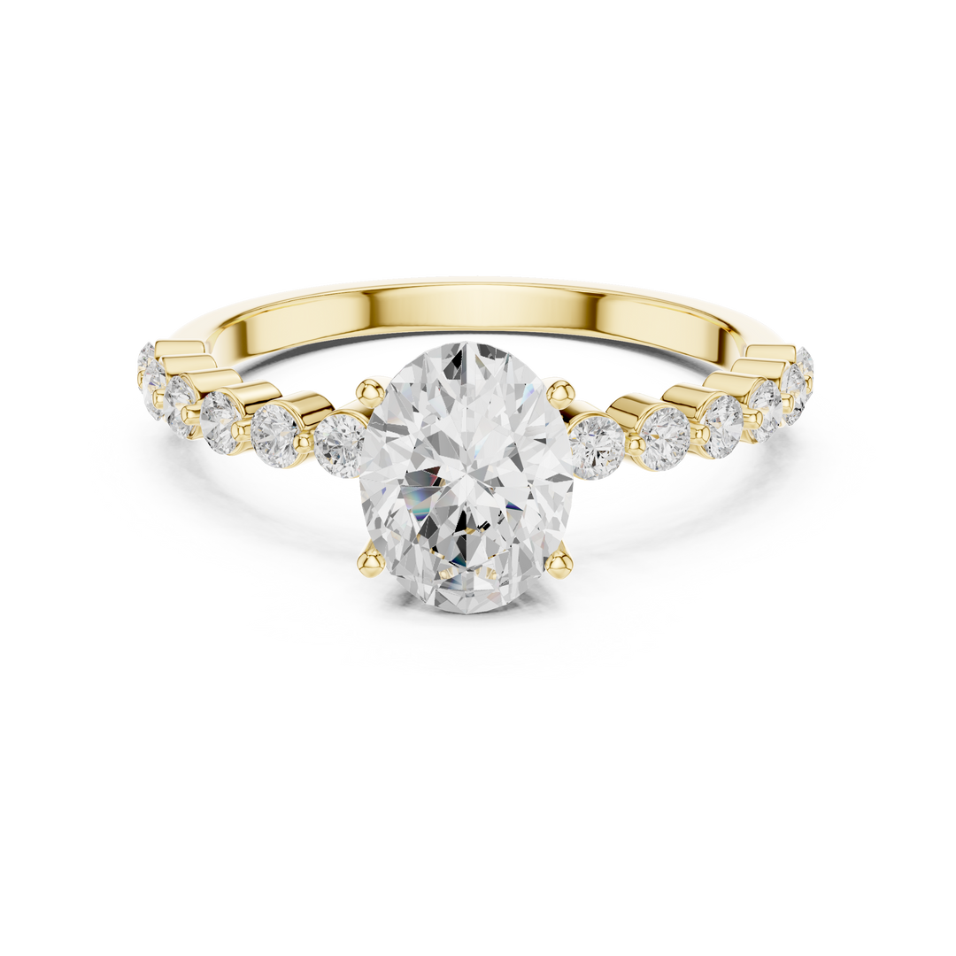 Tapered Oval Solitaire Diamond Ring