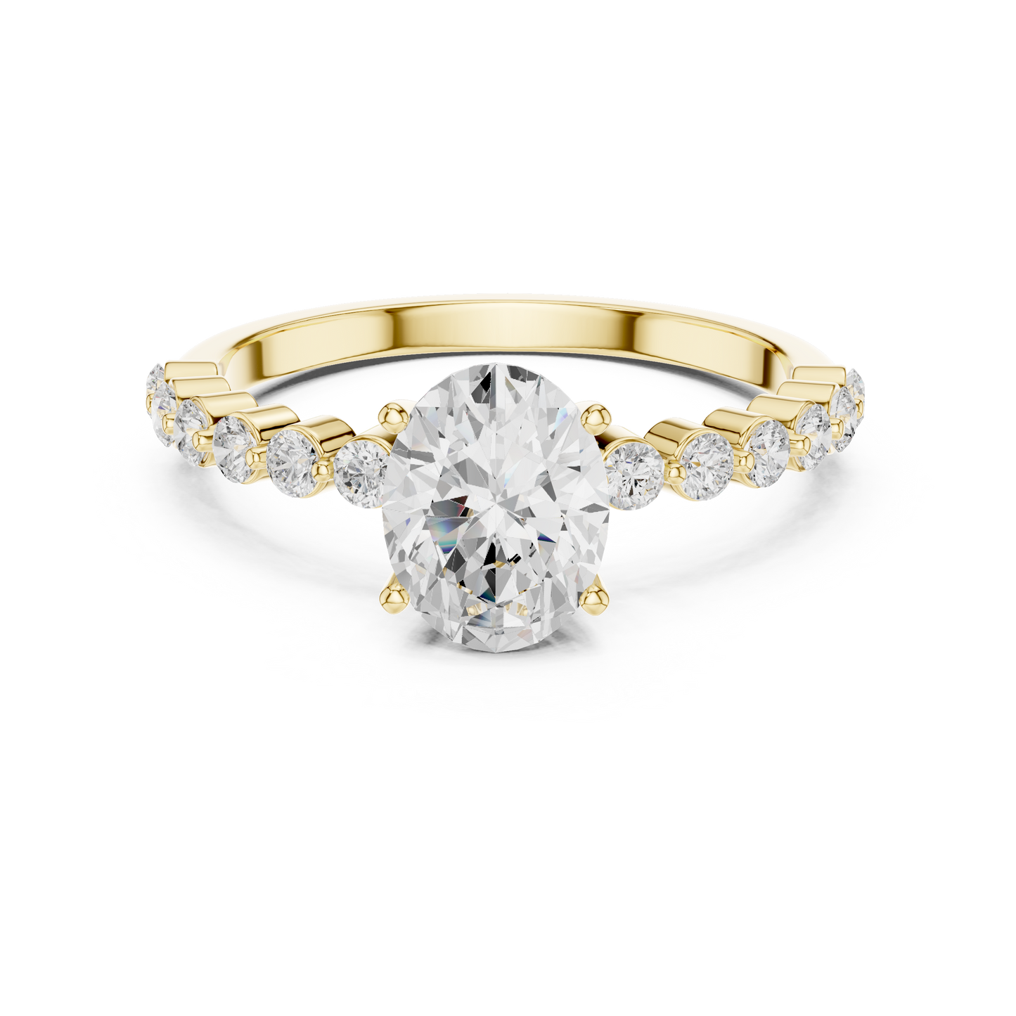 Tapered Oval Solitaire Diamond Ring