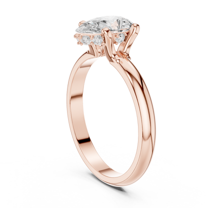 Pear Shape Solitaire Diamond Halo Engagement Ring