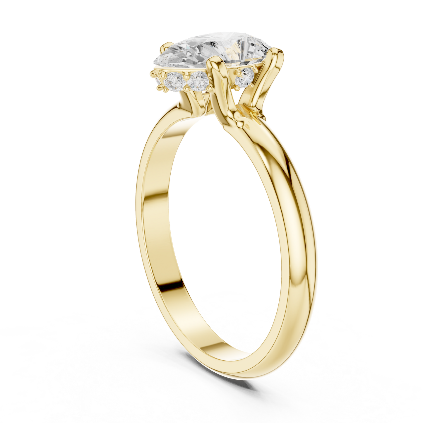 Pear Shape Solitaire Diamond Halo Engagement Ring