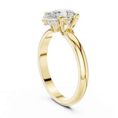 Pear Shape Solitaire Diamond Halo Engagement Ring