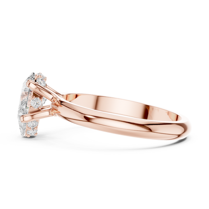 Pear Shape Solitaire Diamond Halo Engagement Ring
